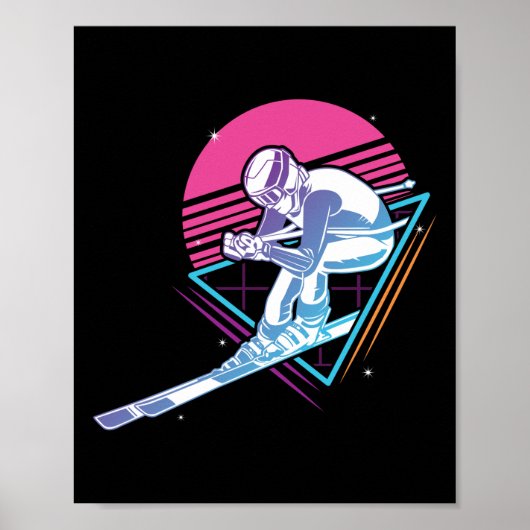 Retro sneeuw van 80 jaar Ski Poster (Voorkant)