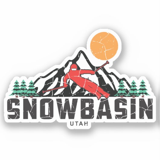 Retro Sneeuwbassin Ski Sticker (Voorkant)