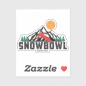 Retro Sneeuwbowl Ski Sticker (Vel)