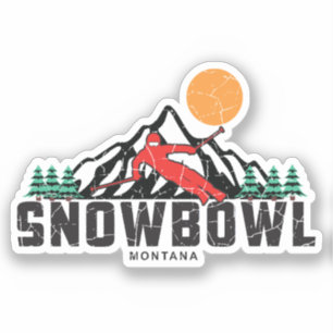 Retro Sneeuwbowl Ski Sticker
