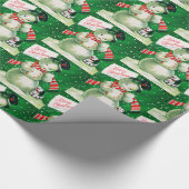 Retro sneeuwfeestdag cadeaupapier (Hoek)