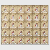 Retro  Sneeuwman Custom Vrolijk Kerstfeest Cadeaupapier (Vlak)