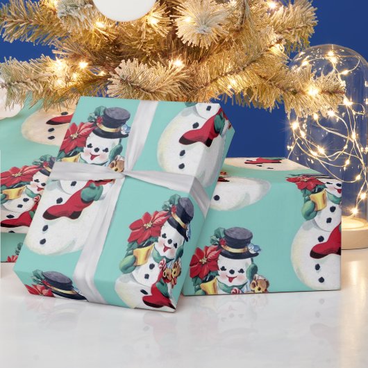Retro  sneeuwman inpakpapier (Feestdagen)