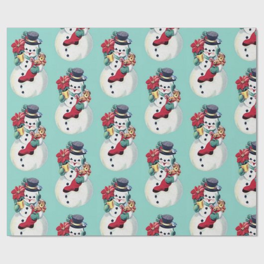 Retro  sneeuwman inpakpapier (Vlak)