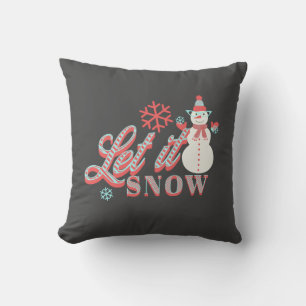 Retro Sneeuwman Laat het Sneeuwen Kerst Kussen