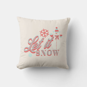 Retro Sneeuwman Laat het Sneeuwen Kerst Kussen