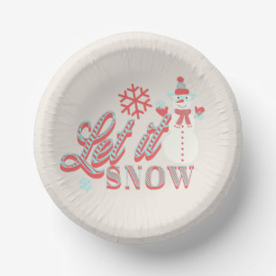 Retro Sneeuwman Laat het Sneeuwen Kerstmis  Papieren Kommen