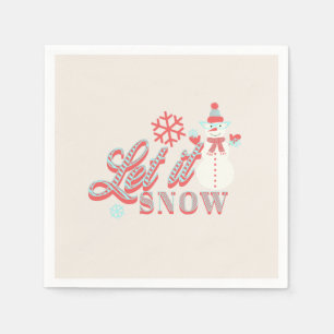 Retro Sneeuwman Laat het Sneeuwen Kerstmisk servet