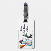 Retro sneeuwman, Schattigee hond, rode kardinaal e Bagagelabel (Achterkant verticaal)