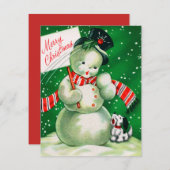 Retro  sneeuwpop kaart toevoegen (Voorkant / Achterkant)