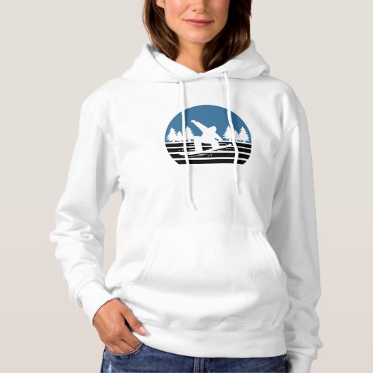Retro Sneeuwsboarden in Vintage Stijl Hoodie (Voorkant)
