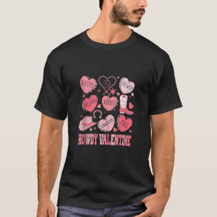 Retro Snoep Hart Howdy Velentines Dag Cowgirl Wes T-shirt