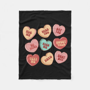 Retro Snoep Hart Valentijn Vibes Valentijnsdag G Fleece Deken