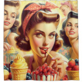 Retro Snoep meisjes Douchegordijn (Voorkant)