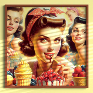 Retro Snoep meisjes Poster