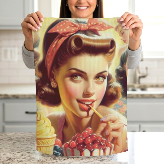 Retro Snoep meisjes Theedoek