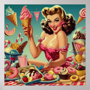 Retro Snoep Pin Up Poster