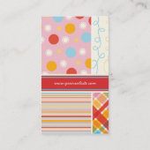 Retro Snoep roze Patroonvierkant Geplakt Stip Stri Visitekaartje (Achterkant)