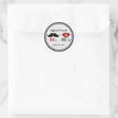 Retro snor aangepaste bruiloft ronde sticker (Tas)