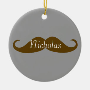 Retro snor met naam keramisch ornament