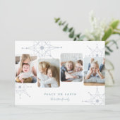 Retro Snow | 4 Foto Collage Peace on Earth Feestdagenkaart (Staand voorkant)