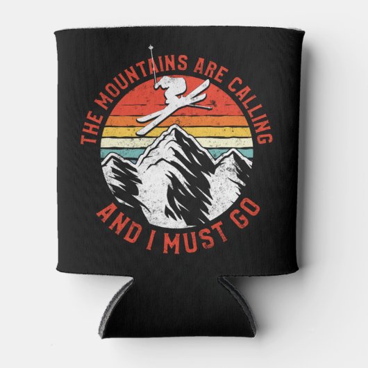 Retro  Snow Ski Mountains noemen en ik Blikjeskoeler (Voorkant)