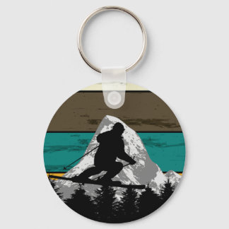 Retro Snow Skiing Mountain Slopes Ski Fields Sleutelhanger