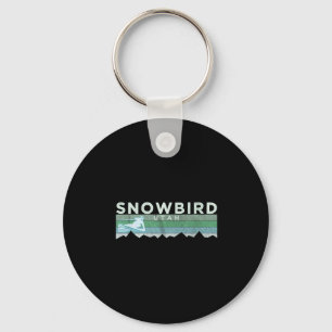 Retro Snowbird, Utah Gestreste Skisport Sleutelhanger