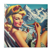 Retro Snowboard Girl Tegeltje (Voorkant)