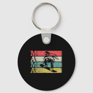 Retro Snowboard Mama Ski Snowboarding Silh Sleutelhanger