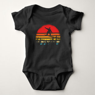 Retro Snowboard Sunset Mountain Winter Sport Romper