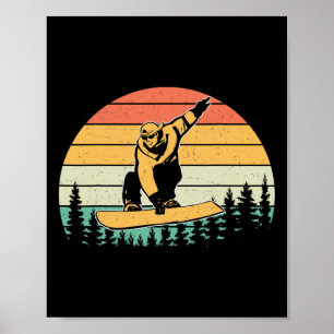 Retro Snowboarder Silhouette Snowboarden Poster
