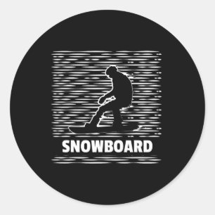 Retro Snowboarder Wintersport Split Ronde Sticker