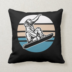 Retro Snowboarding Jump Snowboarder Winter Sport Kussen