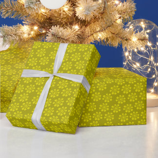 Retro Snowflake Citrine on Olive Cadeaupapier