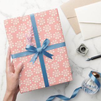 Retro Snowflake op Roos Roze Cadeaupapier