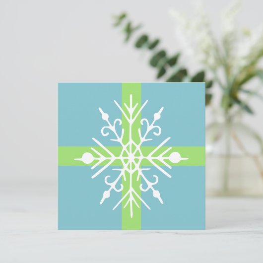 Retro Snowflake Uitnodigingen (Staand voorkant)