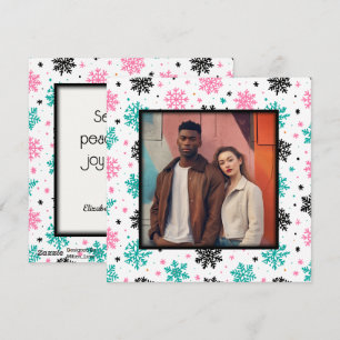 Retro Snowflakes Feestdagenkaart