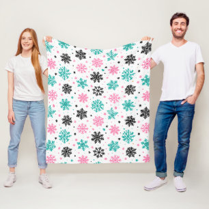 Retro Snowflakes Fleece Deken