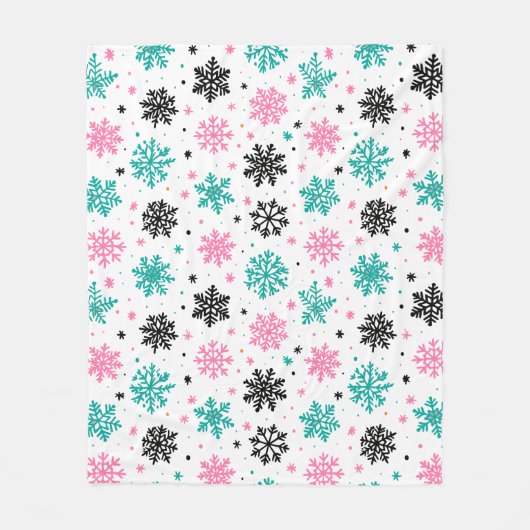 Retro Snowflakes Fleece Deken (Voorkant)