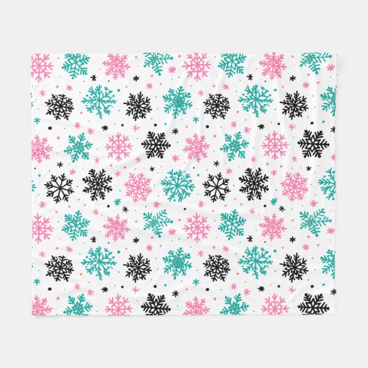 Retro Snowflakes Fleece Deken (Voorkant (Horizontaal))