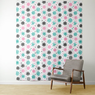 Retro Snowflakes Foto Achtergrond Wandkleed