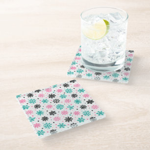 Retro Snowflakes Glazen Onderzetter