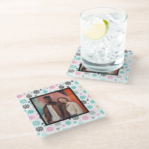 Retro Snowflakes Glazen Onderzetter