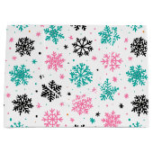 Retro Snowflakes Groot Cadeauzakje (Voorkant)