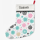 Retro Snowflakes Grote Kerstsok (Achterkant)