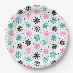 Retro Snowflakes Papieren Bordje