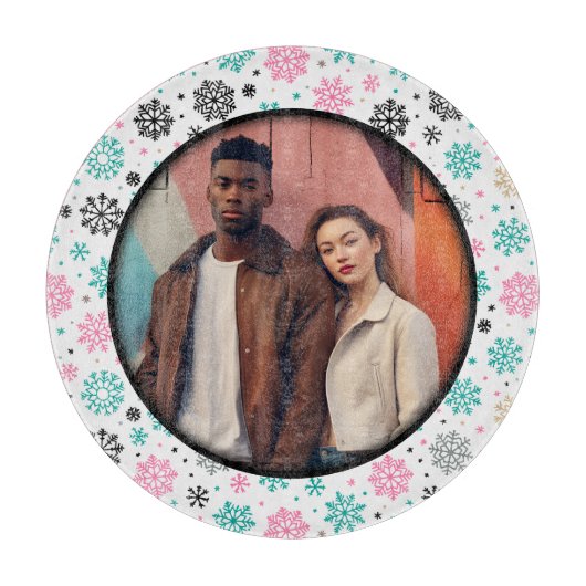 Retro Snowflakes Snijplank (Voorkant)