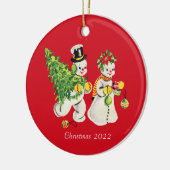 Retro Snowkoppel keramisch siermiddel Keramisch Ornament (Links)