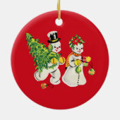 Retro Snowkoppel keramisch siermiddel Keramisch Ornament (Achterkant)